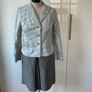 Sigrid Olsen Suite Jacket & Skirt in White/Black Size-12